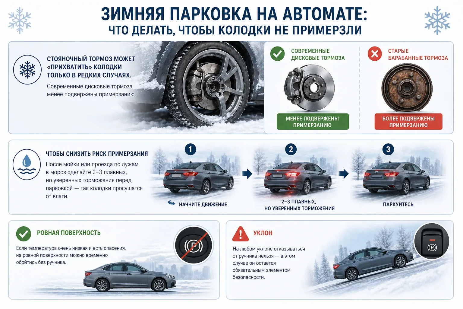 Как паркорвать машину на автомате зимой