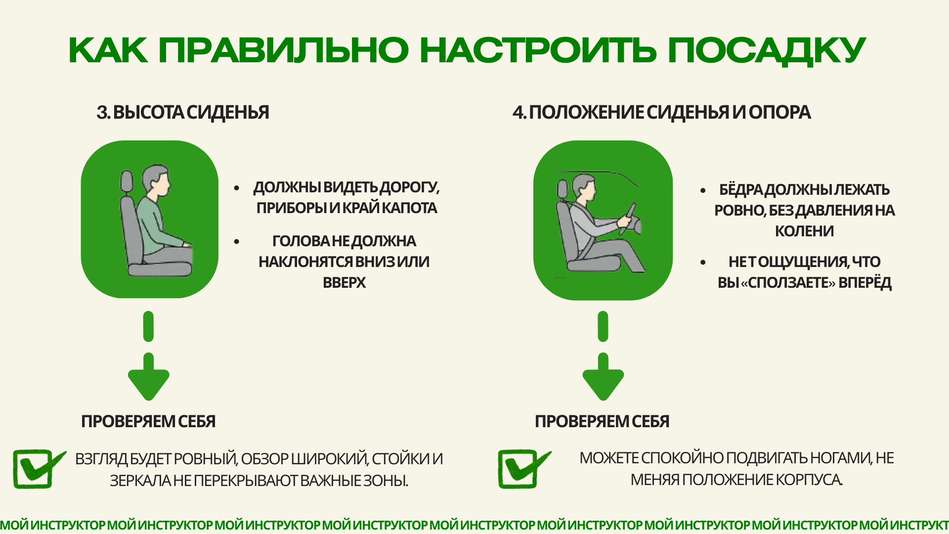 Настройка посадки в автомобиле: шаг 2 — проверка сиденье перед началом поездки